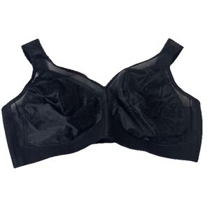 PLAYTEX 18 Hour Black Floral Bra Adj Straps - Style 4693 - Size 46 C wireless